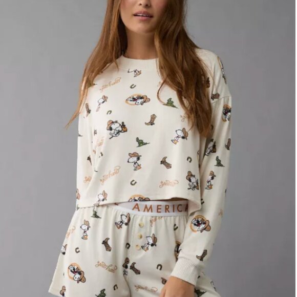 American Eagle Snoopy Cowboy Plush Pajama Set - Picture 2 of 4